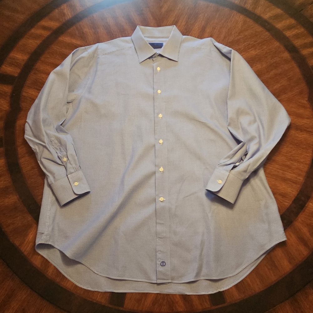 David Donahue Light Blue Dress Shirt 100% Cotton Men's Size 18.5 34/35